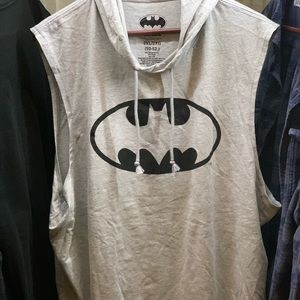Grey Batman Sleeveless Hooded Tee